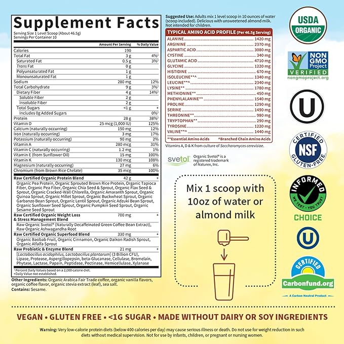 Garden of Life Raw Organic Fit 28g Plant 10 Servings