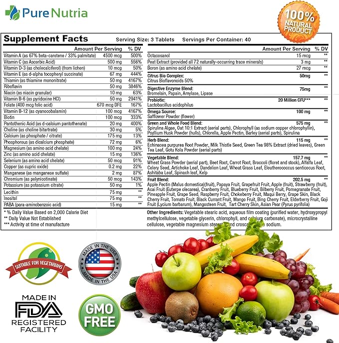 Whole Food MultiVitamin and Minerals 120 Multivitamins