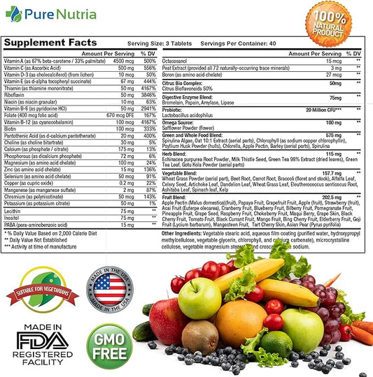 Whole Food MultiVitamin and Minerals 120 Multivitamins