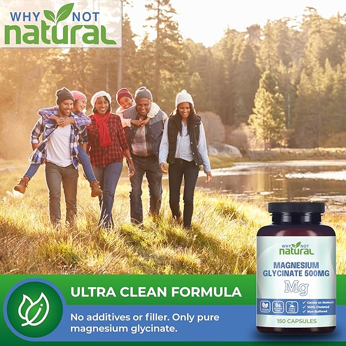 Magnesium Glycinate 500 mg Capsules Supplement 100% Pure,