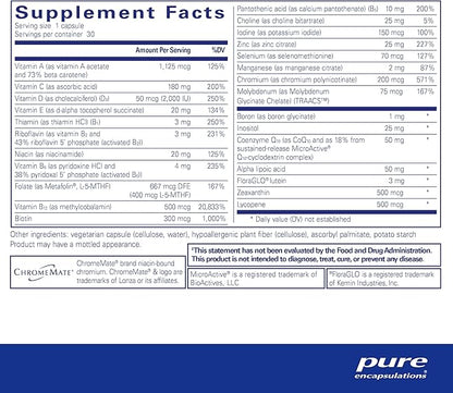 Pure Encapsulations O.N.E. Multivitamin CoQ10, and 30 Capsules