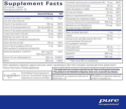 Pure Encapsulations O.N.E. Multivitamin CoQ10, and 30 Capsules