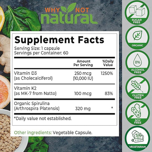 Vitamin D3 K2 (MK-7) with Organic 10000 IU