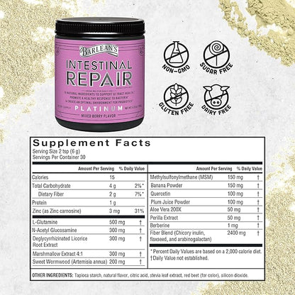 Barlean’s Intestinal Repair Gut Health Powder 16 Digestive 6.35 oz
