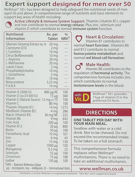 Wellman Vitabiotics 50+ Advanced Vitamin and 30 Tablets