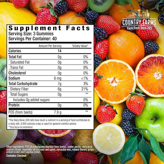 COUNTRY FARMS Fiber Care Prebiotic Gummies, 6g of 240 Gummies, 80 Servings, 2 Pack