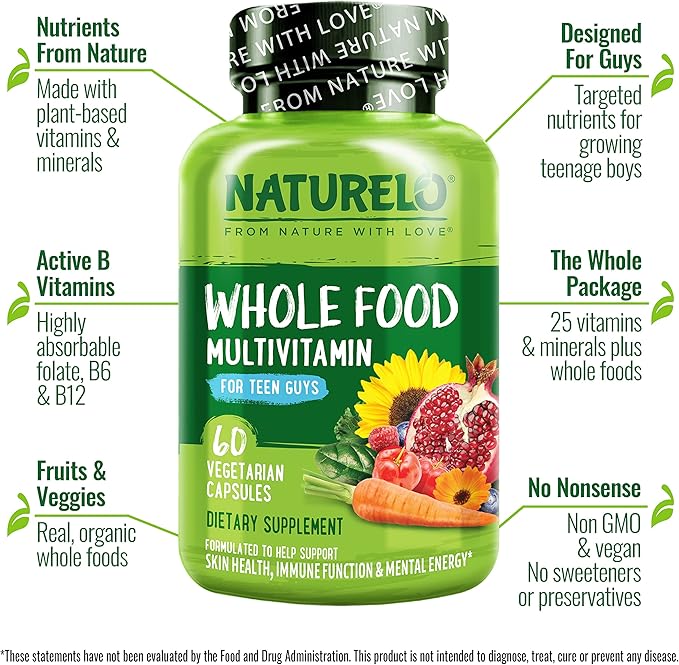 NATURELO Whole Food Multivitamin for Teenage Boys 60 Count 2)