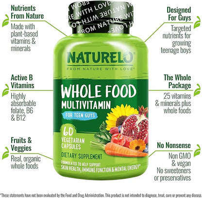 NATURELO Whole Food Multivitamin for Teenage Boys 60 Count 2)