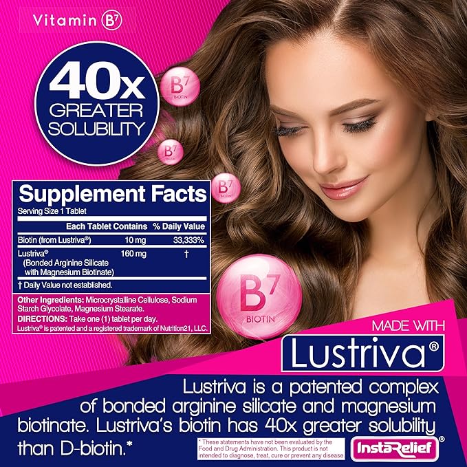 InstaRelief® Hair Growth with Lustriva® 3 Weeks, 60 Tablets