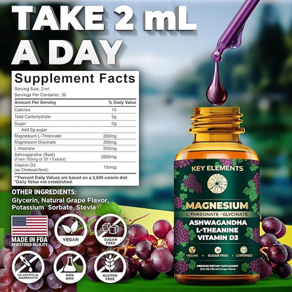 [Sleep, Mood, Calm] Liquid Magnesium L-Threonate D3 with