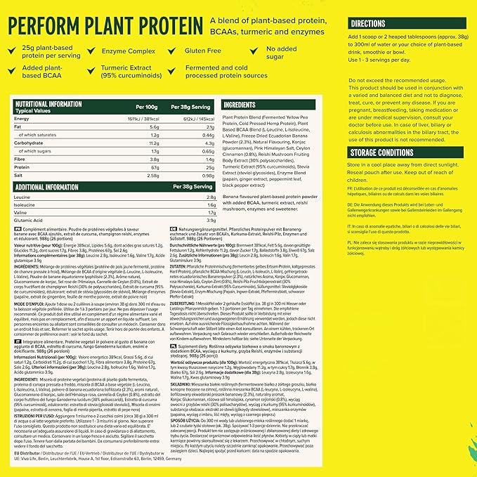 Vivo life Perform Plant Protein Powder 26 Servings 34.8 oz,
