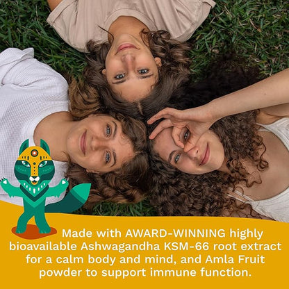 Ashwagandha KSM-66 Gummies for Kids & Teens - Pure Organic Root Extract Ayurvedic Supplement Gummy - Focus Mood Support Increase Energy Strength 600mg of Natural KSM66 for Superior Absorption