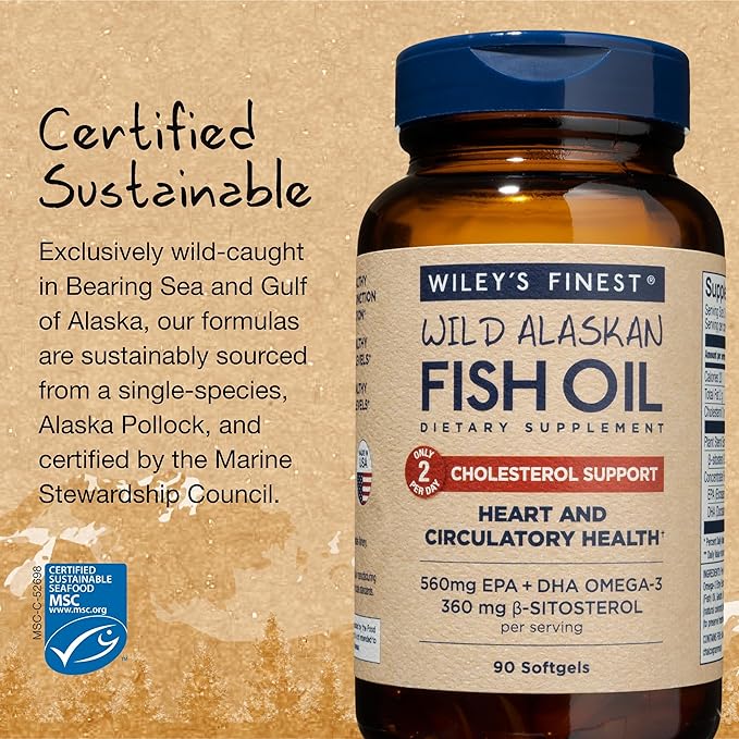 Wiley's Finest Wild Alaskan Fish Oil 560mg Omega-3s Omega-3s - 90 Softgels (45 Servings)
