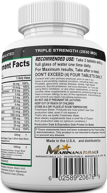 FEMVIT Skin Multivitamin, Multi-Minerals & Herbal Extracts for Younger Skin. Anti Aging, Anti Wrinkle with Collagen, Hyaluronic Acid and Biotin. 60 Tablets (Not a Cream)