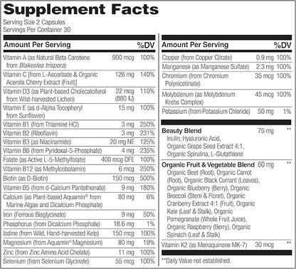 NATURELO Whole Food Multivitamin with Extra 60 Vegan