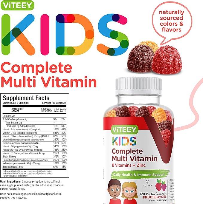 Kids Multivitamin Gummies, Complete Daily Essential 12 Essential