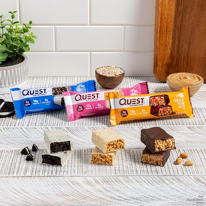 Quest Nutrition Crispy Variety Pack Protein Bars, Protein Rich, Low Sugar, Gluten Free, 12 Count