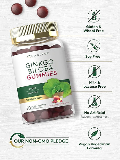 Carlyle Ginkgo Biloba 300mg 70 Gummies 45:1 Leaf