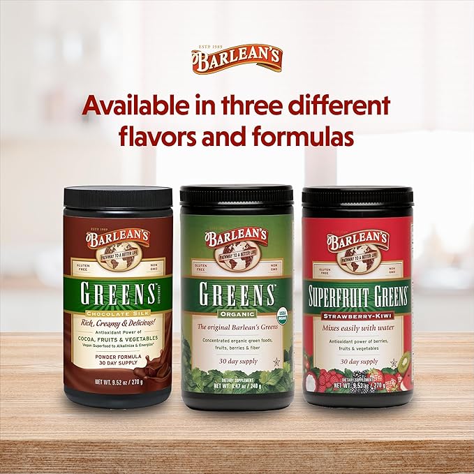 Barlean's Chocolate Greens Powder, Daily Fruits 9.52 oz