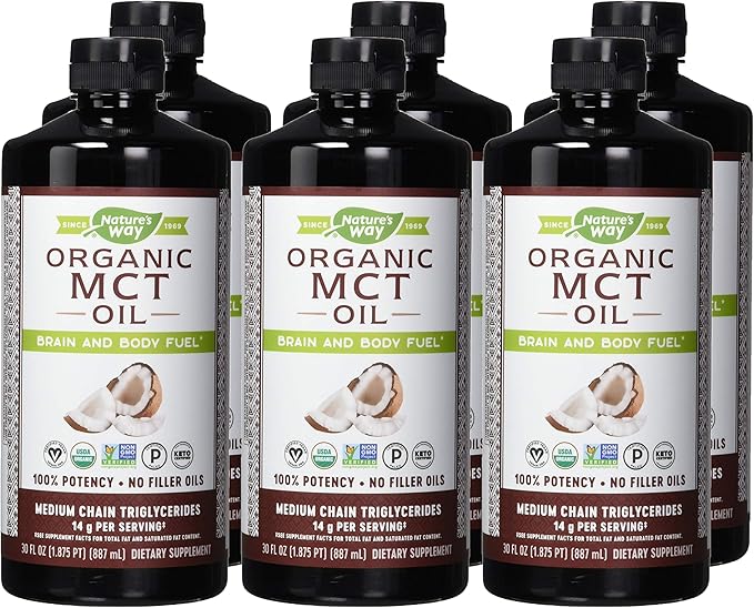 Nature's Way Nature's Way Mct Oil from Coconut Pure Source, No Filler Oils, 14 G of Mcts Per Serving, 30 Fl Oz (Pack of 6)