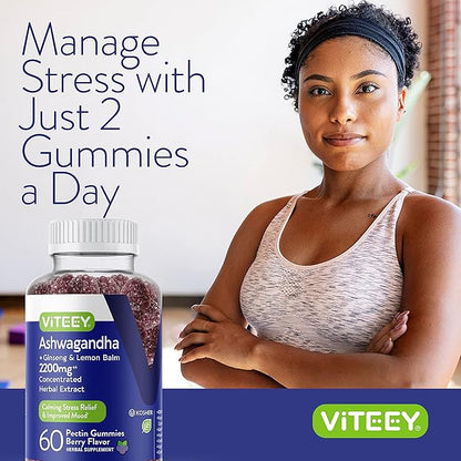 Ashwagandha Supplements Gummies + Ginseng &