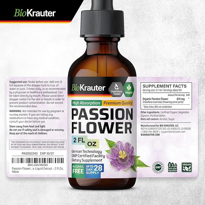 BIO KRAUTER Passionflower Tincture 2 Fl.Oz.