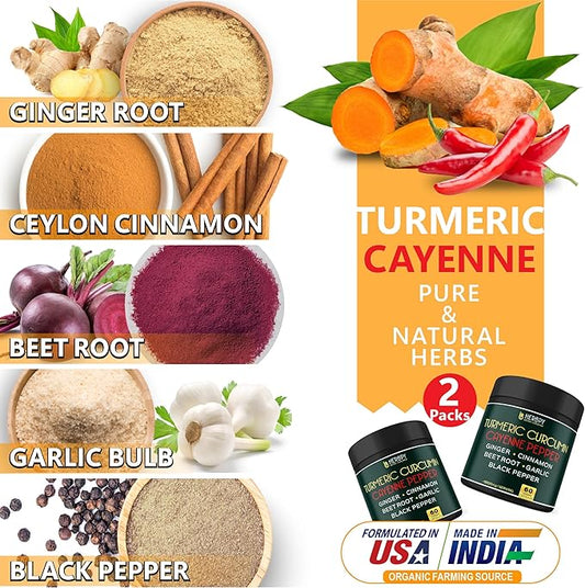 2 Packs Turmeric Curcumin with Cayenne 7in1 Supplement