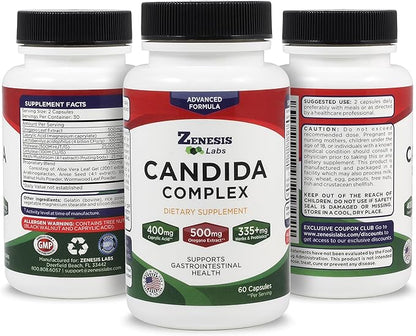 Candida Complex Cleanse Detox Caprylic Acid (60 Capsules, 30 Day