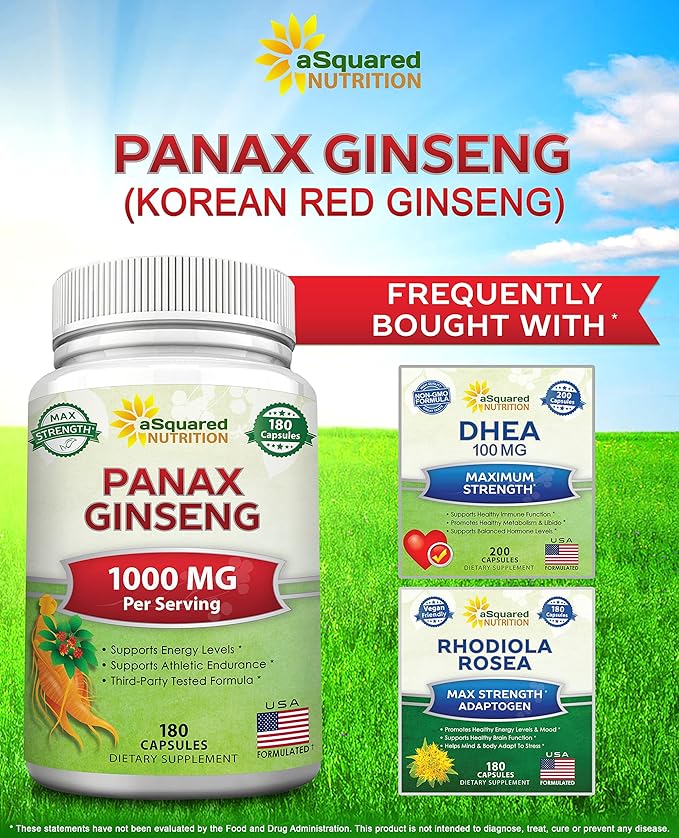 aSquared Nutrition Red Korean Panax Ginseng (1000mg Max 180 Capsules