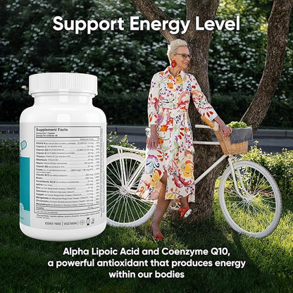 Nutri Supreme Active 50 Plus, CoQ10, Lutein, ALA, and Turmeric, Advanced Formula for Healthy Aging and Vitality, 120 Vegetable Capsules
