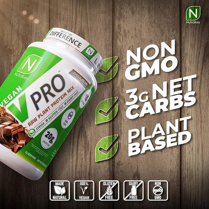 NutraKey V-Pro, Raw Plant Protein Powder, 20g of 2-Pound