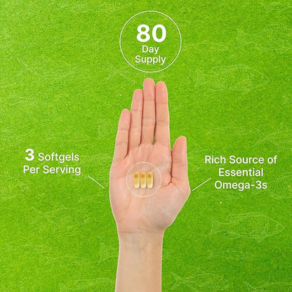 DEAL SUPPLEMENT Omega 3 Fish Oil 3,000mg Per 240 Softgels 1,200mg + 900mg –