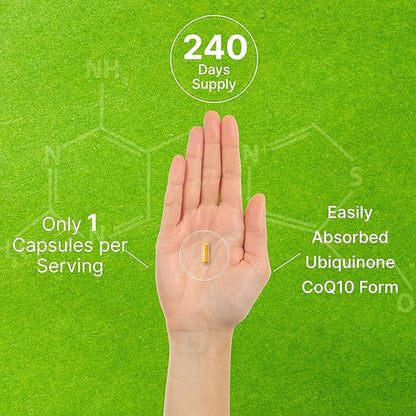 CoQ10 100mg, 240 Capsules – 3 Fatty 100mg – Q10 Supplements