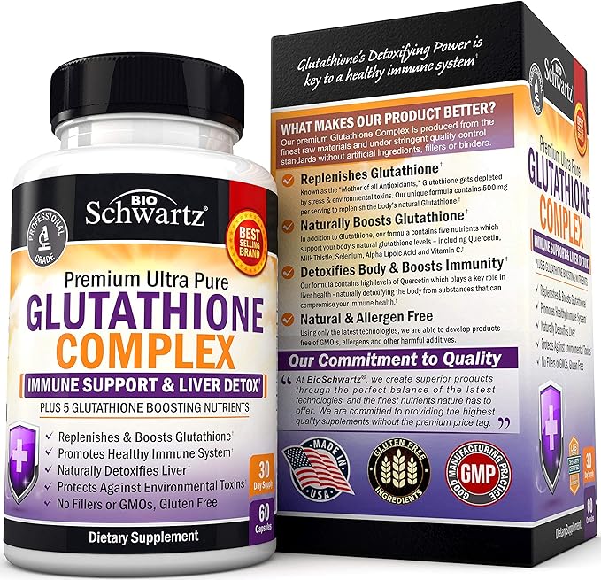 Glutathione Supplement Liver Detox with Quercetin 500mg 60ct 60ct