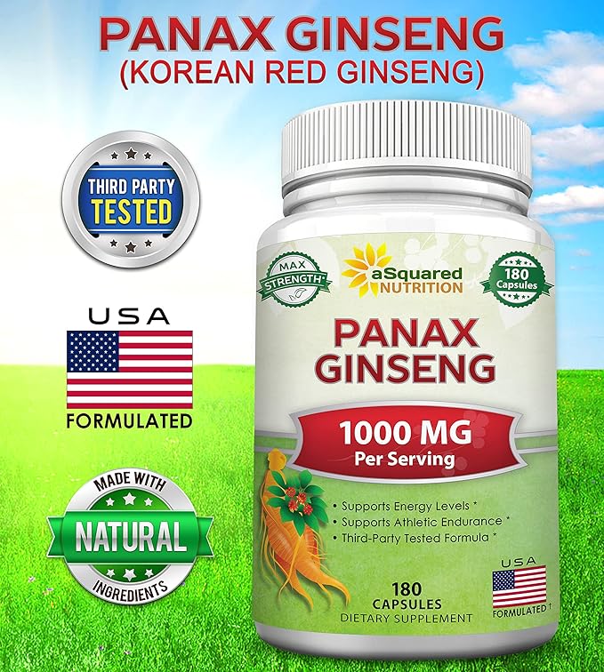 aSquared Nutrition Red Korean Panax Ginseng (1000mg Max 180 Capsules