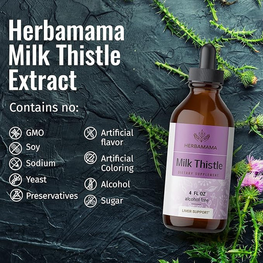HERBAMAMA Milk Thistle Liquid Drops 4 fl