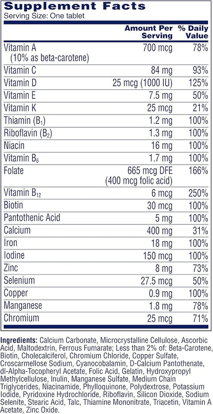 One A Day Women’s Multivitamin, Supplement B12, Biotin, 100 count