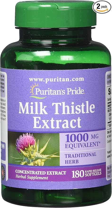 Puritan's Pride Milk Thistle 4:1 Extract 1000 Mg 180 Count 2)