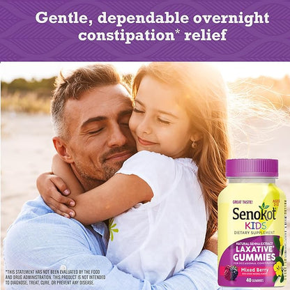 Senokot Kids Mixed Berry Laxative Gummies 2+, Senna 40 ct