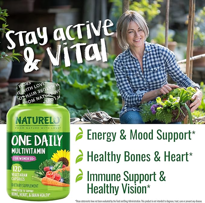 NATURELO One Daily Multivitamin for Women 50+ (Iron 50 - 120 Capsules 4 Month