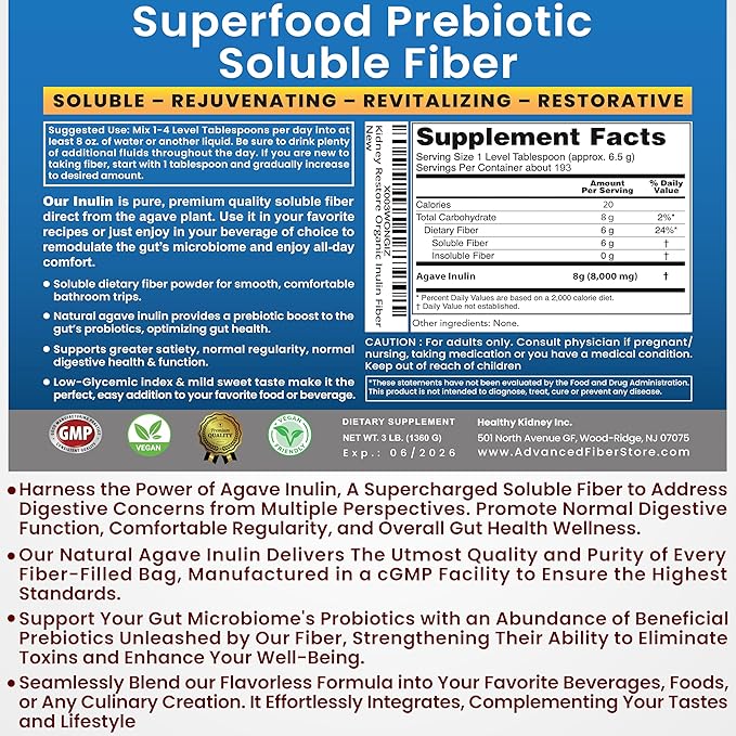 Kidney Restore Inulin Powder (96oz/6 lbs)