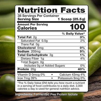 100% Plant Based Fermented Pea Protein 2.14lbs -