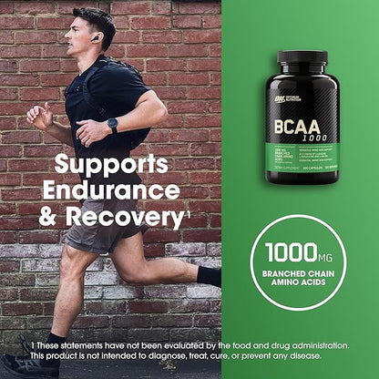 Optimum Nutrition Instantized BCAA Branched Chain Essential Amino Acids Capsules, 1000mg, 200 Count