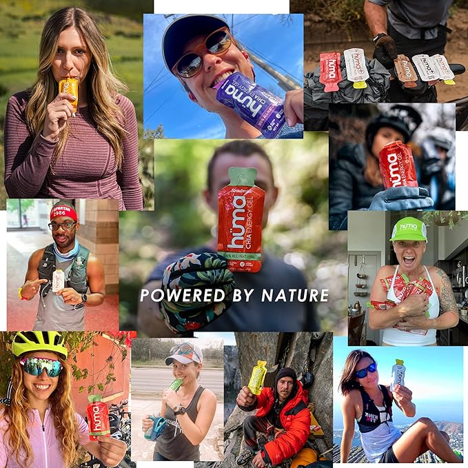 Huma Plus (Double Electrolytes) - Chia Energy Gel, Berries & Pomegranate, 24 Gels - Stomach Friendly, Real Food Energy Gels