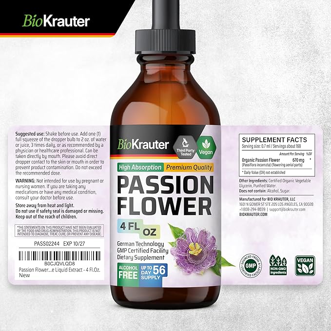 BIO KRAUTER Passionflower Tincture 4 Fl.Oz.