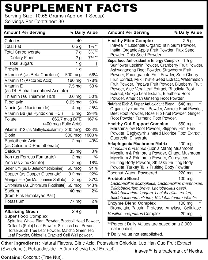 TERRA ORIGIN Healthy Greens Powder Supplement | Superfood Digestive Enzyme & Probiotic Blends | Immune, Gut, and Digestive Support for Women | Tropical Passion Fruit (30 Servings)