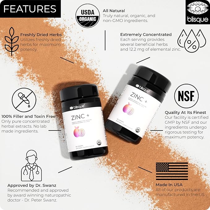 Blisque – Organic Zinc Supplement Sourced 60 Grams