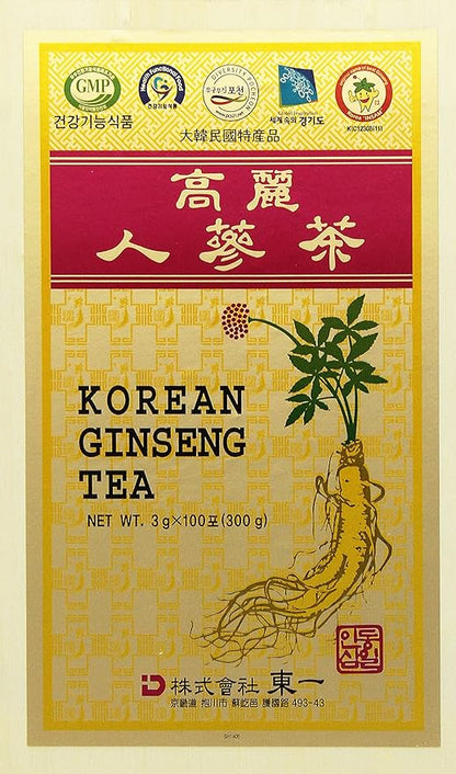 Korean Ginseng Tea in Wood Case 0.10oz(3g) x 100 Packets