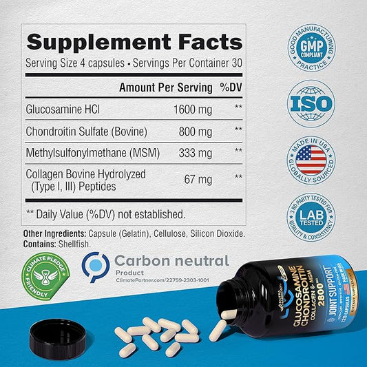 Glucosamine | Chondroitin | MSM | 2800 mg 120 Capsules