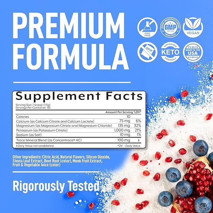 Keppi Keto Electrolytes Powder No Sugar - Sugar Free Electrolytes - Made in USA - Advanced Hydration, Performance & Recovery - Delicious Blueberry Pomegranate Flavor - Mixes Easily No Clumps